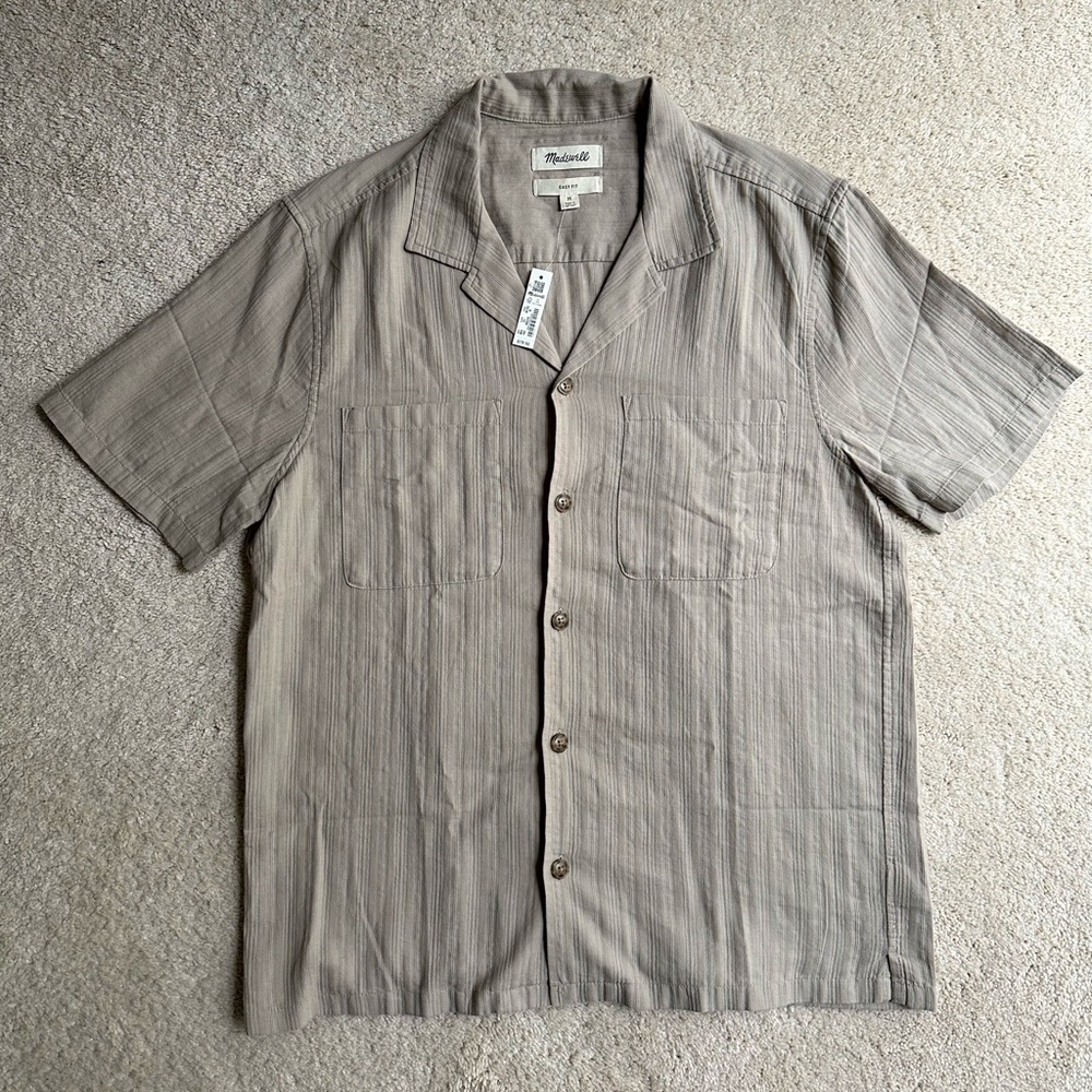 NWT Madewell Easy Short-Sleeve Shirt, khaki, Size M